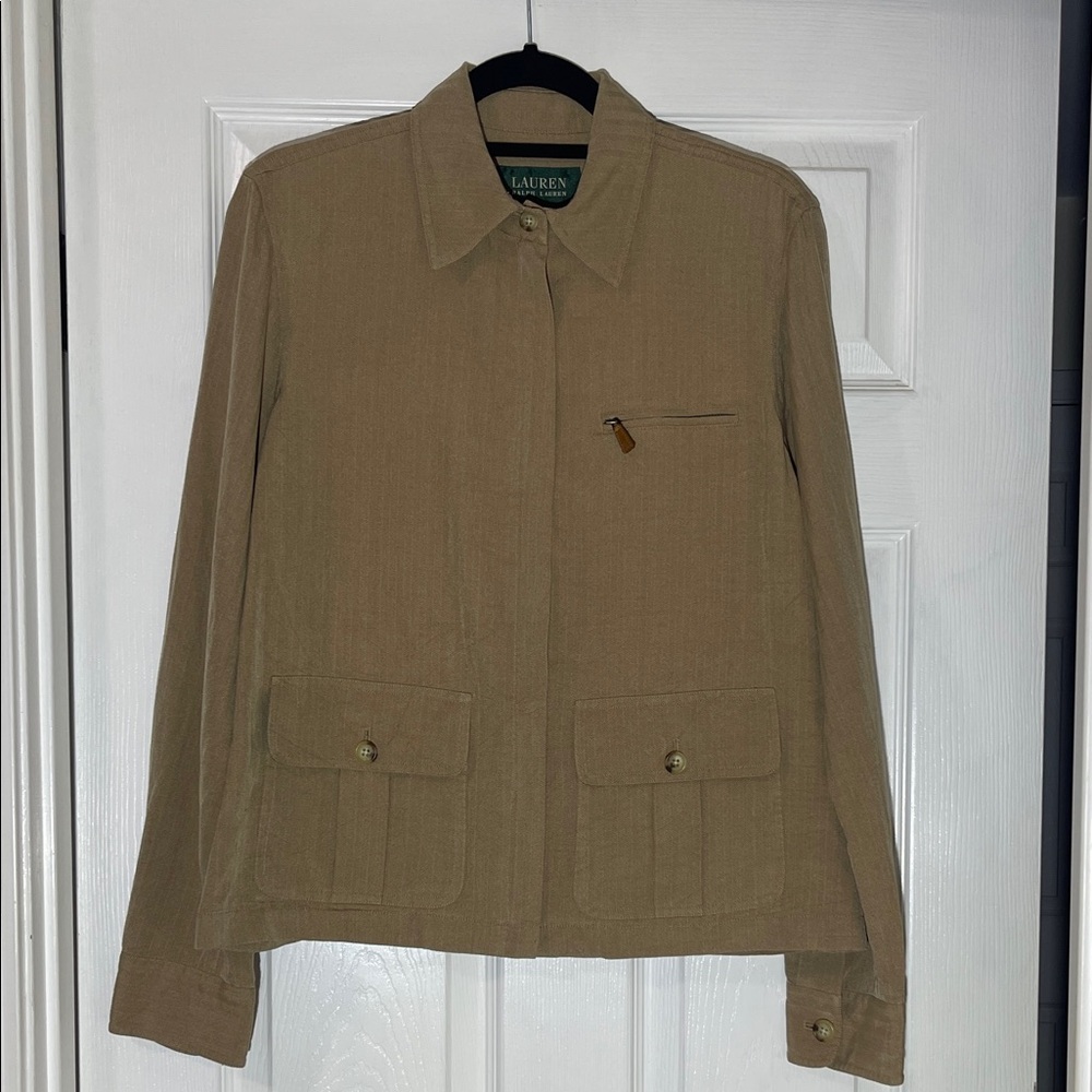 Lauren Ralph Lauren Khaki Silk Blend Jacket